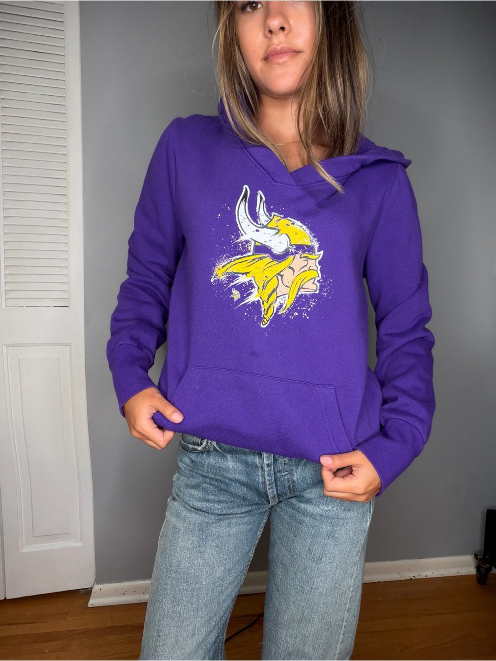 Fanatics Purple Minnesota Vikings Hoodie with Yellow Graphic